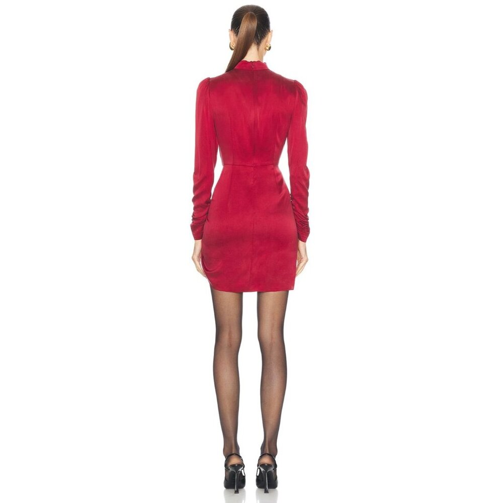 Zimmermann Draped Mini Dress in Garnet 2/Medium New Womens Long Sleeve Silk - Picture 2 of 16